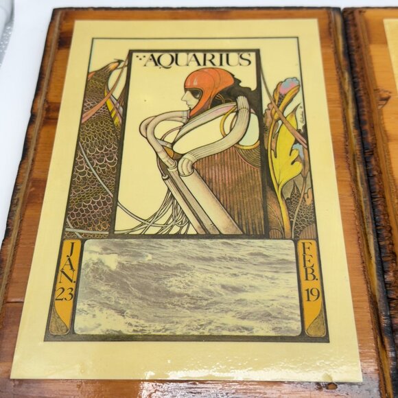 Lot of 6 Vintage Zodiac 1969 David Palladini Wooden Wall Art Print Hippie Rustic - Picture 2 of 16